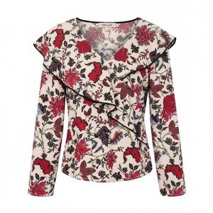 Diane Von Furstenberg Red and Black Floral Blouse